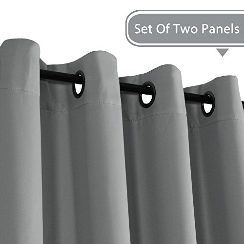 PrimeBeau Blackout Grommet Solid Color Curtain Set of 2 Panels, W52" Short