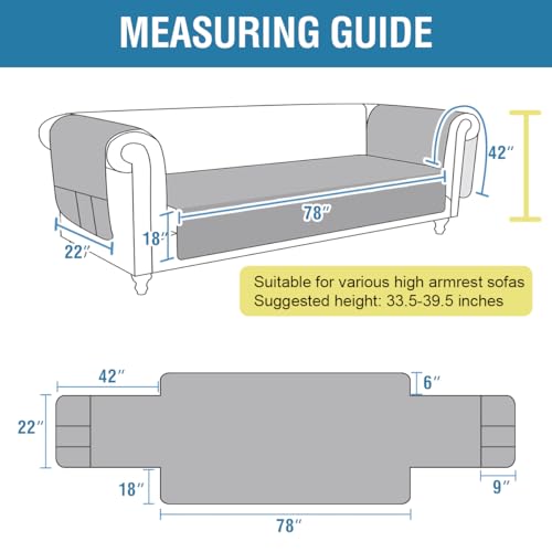 PrimeBeau 100% Waterproof Sofa & Oversize Sofa Covers Traditional Chesterfield Sofa Covers with Extra Long Armrest Cover Waterproof and Washable Thick Couch Cover for Dogs (1 Piece)