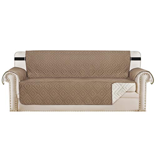 PrimeBeau Reversible Sofa & Oversize Sofa Cover Furniture Protector Anti-Slip Water Resistant 2 Inch Wide Elastic Straps Couch Covers