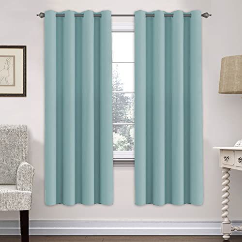 PrimeBeau Blackout Grommet Solid Color Curtain Set of 2 Panels, W52" Short