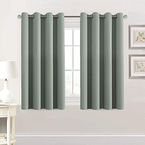 PrimeBeau Blackout Grommet Solid Color Curtain Set of 2 Panels, W52" Short