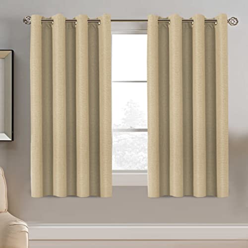PrimeBeau Faux Linen Room Darkening Blackout Curtain Sold by 1 Panel, Short