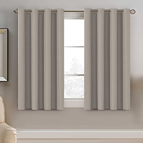 PrimeBeau Faux Linen Room Darkening Blackout Curtain Sold by 1 Panel, Short