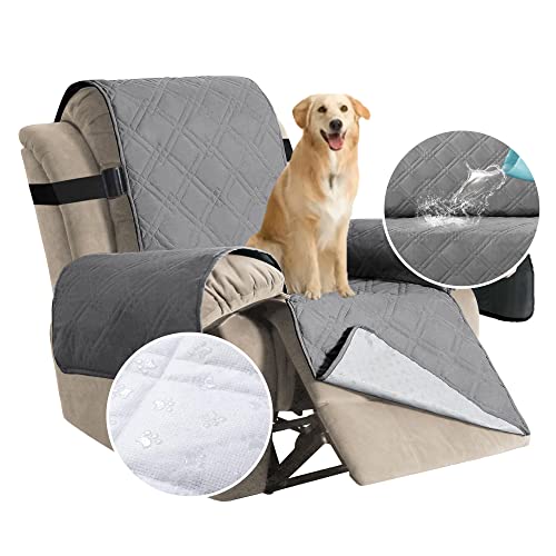 H.VERSAILTEX 100% Waterproof Recliner Chair Cover, Non Slip Recliner Covers for Recliner Chair with Elastic Straps, Washable Lazy Boy Recliner Chair Covers for Kids, Pets (Recliner, Dove Grey)