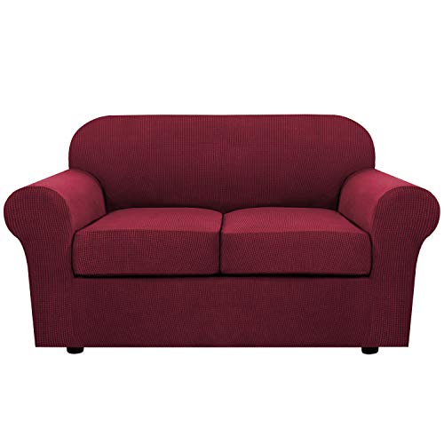 PrimeBeau Thicker Jacquard Fabric 3 Pieces Loveseat & Oversize Loveseat Covers for 2 Cushion Sofa Couch Slipcovers (Base Cover Plus 2 Seat Cushion Covers)