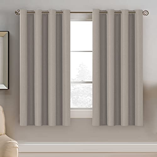 PrimeBeau Faux Linen Room Darkening Blackout Curtain Sold by 1 Panel, Short