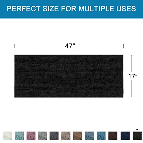 PrimeBeau Luxury Chenille Striped Bath Mats Set | Ultra Thick & Absorbent Non Slip Rugs 47“ x 17"