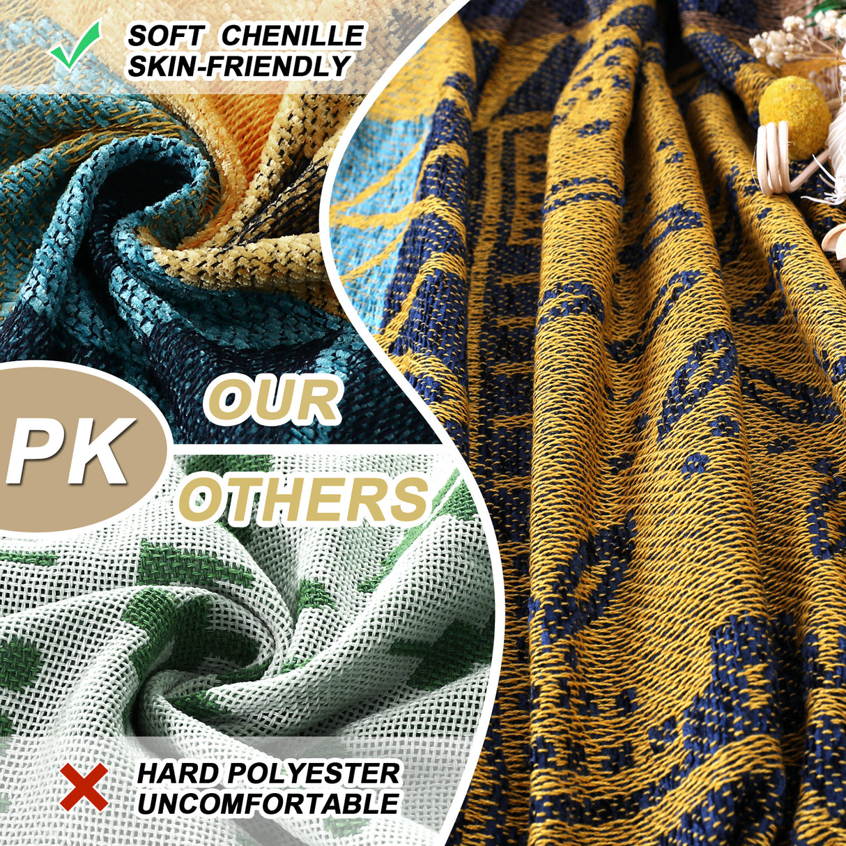 Premier Bohemian Cotton Sofa Cover Washable Throw Cover in Hippie-inspired Chenille Jacquard Fabric (71'' x 118'')