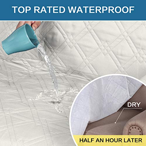 PrimeBeau 100% Waterproof Armchair Protectors Cover for Dogs Pets, Couch Covers Slipcovers Furniture Chair Protector with Non-Slip Strap on Back (Seat Width 21")