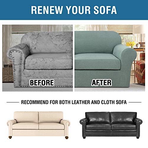 PrimeBeau Thicker Jacquard Fabric 3 Pieces Loveseat & Oversize Loveseat Covers for 2 Cushion Sofa Couch Slipcovers (Base Cover Plus 2 Seat Cushion Covers)