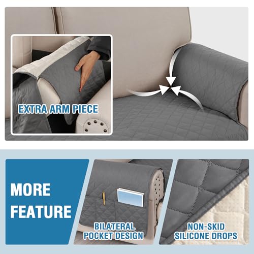 PrimeBeau 2 Piece L Shaped Couch Covers for Sectional Sofa Couch Cover with Chaise Lounge 100% Waterproof Furniture Covers for Pets