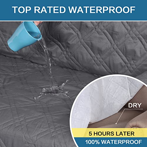 H.VERSAILTEX 100% Waterproof Recliner Chair Cover Non-Slip Reclining Slipcovers Washable Recliner Covers for Recliner Chair Furniture Protector with Elastic Straps for Kids, Pets (Recliner, Grey)