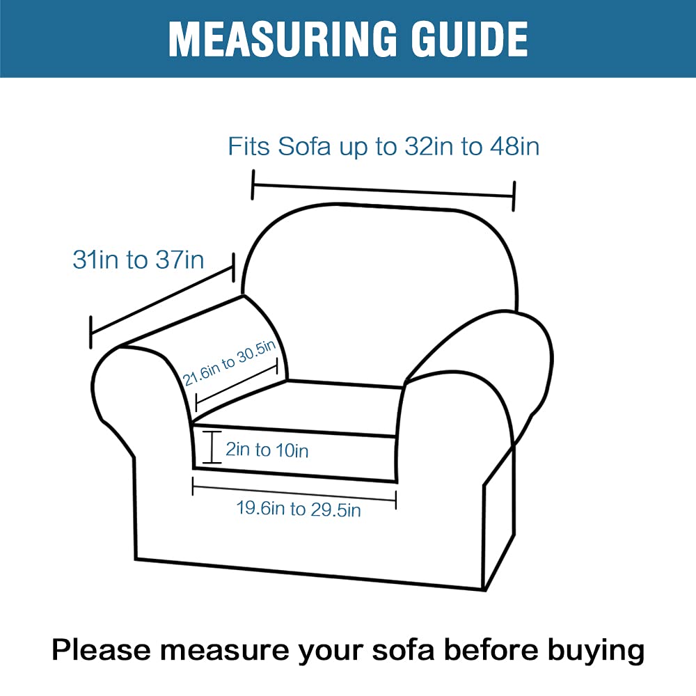 PrimeBeau Super Stretch 2 Set of Armchair Slipcovers, Floral Pattern, Luxurious Fleece Bouncy Modern Style Pet Friendly,Easy Care