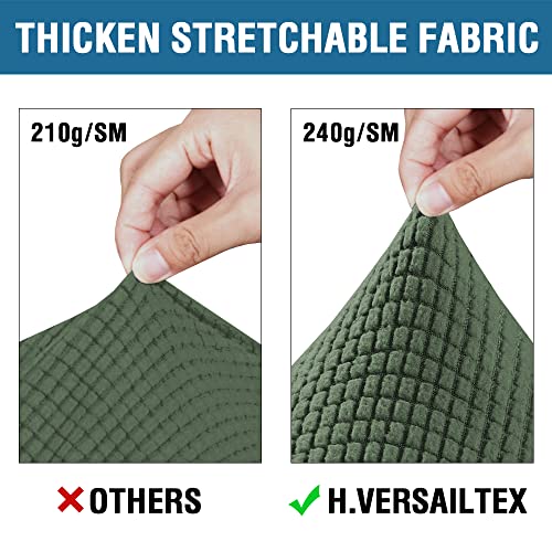 H.VERSAILTEX 3 Piece Stretch Sofa Covers for 2 Cushion Loveseat Couch Covers for Living Room Furniture Cover (Base Cover Plus 2 Seat Cushion Covers) Thicker Jacquard Fabric(Medium, Bronze Green)