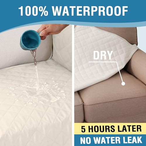 PrimeBeau 2 Piece L Shaped Couch Covers for Sectional Sofa Couch Cover with Chaise Lounge 100% Waterproof Furniture Covers for Pets