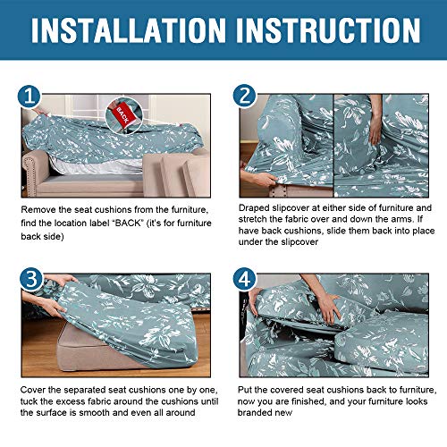 PrimeBeau Super Stretch 2 Set of Armchair Slipcovers, Floral Pattern, Luxurious Fleece Bouncy Modern Style Pet Friendly,Easy Care