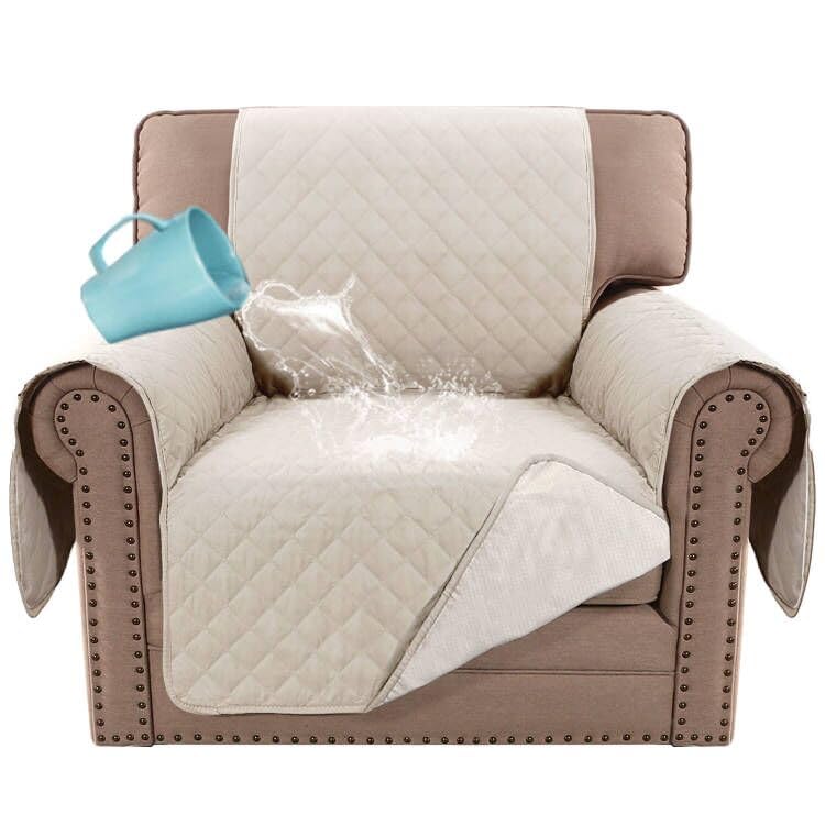 PrimeBeau 100% Waterproof Chair Slipcover Furniture Protector for Pets Kids with Non-Skid Backing, Unique Decor and Easy Care