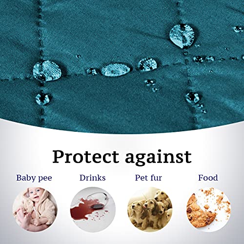 H.VERSAILTEX Reversible Quilted Recliner Covers Recliner Chair Cover Water Resistant Furniture Protector Washable Couch Cover with Elastic Straps for Kids, Pets (Oversized Recliner, Dark Teal/Beige)