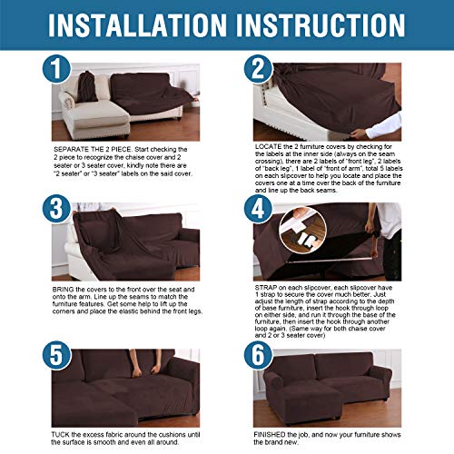 PrimeBeau 2 Pieces L-Shaped Rich Velvet Stretch Loveseat Covers Anti-Slip Sectional Slipcovers with Straps Bottom Luxury Thick Velvet Corner Loveseat Cover