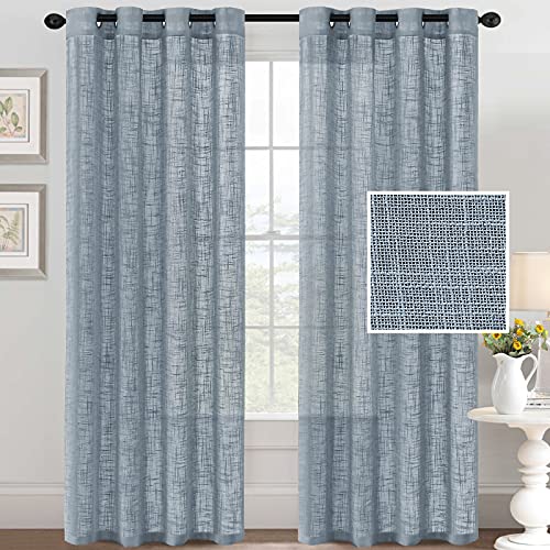 PrimeBeau Natural Linen Blended Grommet Curtains 2 Panel Sets