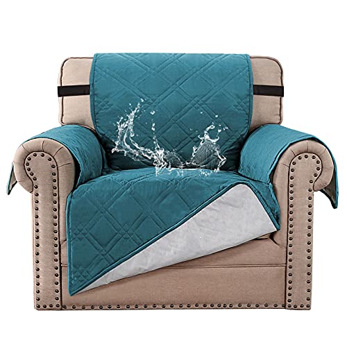 PrimeBeau 100% Waterproof Armchair Protectors Cover for Dogs Pets, Couch Covers Slipcovers Furniture Chair Protector with Non-Slip Strap on Back (Seat Width 21")