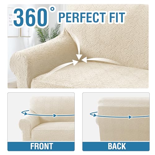 PrimeBeau Leopard Pattern Jacquard Couch Covers for 3 Cushion Couch