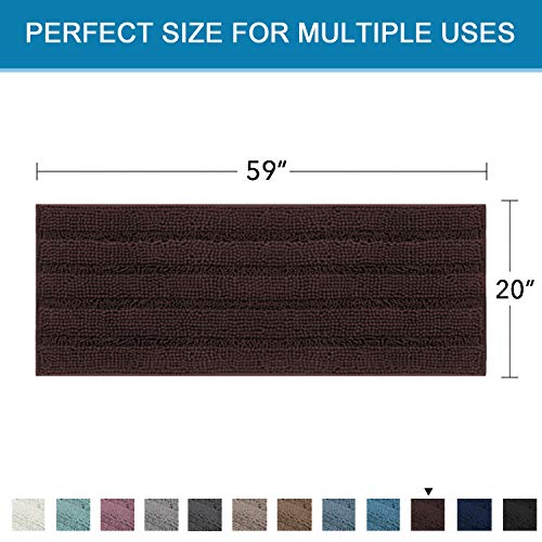 PrimeBeau Luxury Chenille Striped Bath Mats Set | Ultra Thick & Absorbent Non Slip Rugs 59“ x 20"