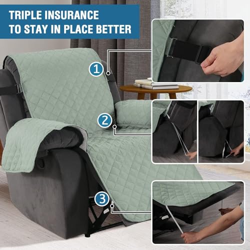 PrimeBeau Reversible Quilted Recliner & Oversize Recliner Covers - Stylish Furniture Protection & Decor Enhancement
