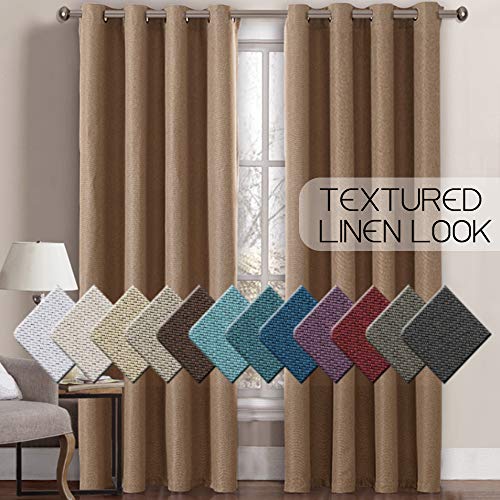 PrimeBeau Faux Linen Room Darkening Curtain , Sold by 1 Panel, Long