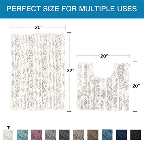 PrimeBeau U Sharp Stripe Bath Rug Contour Set