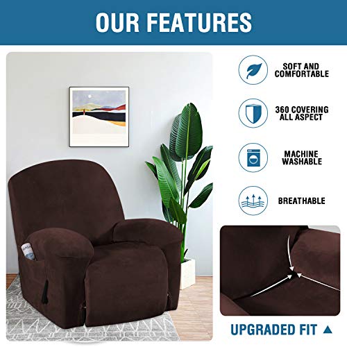 PrimeBeau Recliner Slipcovers Recliner Chair Cover Sofa Furniture Cover 1-Piece Modern Rich Velvet Plush Form Fit Stylish Protector Feature Rich and Soft Fabric