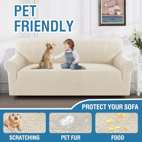 PrimeBeau Leopard Pattern Jacquard Couch Covers for 3 Cushion Couch