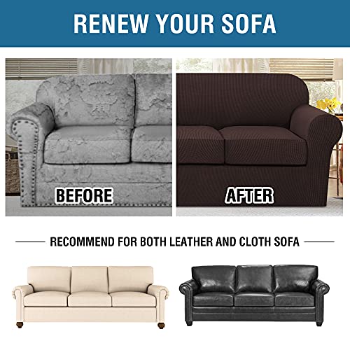 PrimeBeau 4 Pieces Premium Jacquard Sofa Slipcover Set, Sofa and Oversize Sofa