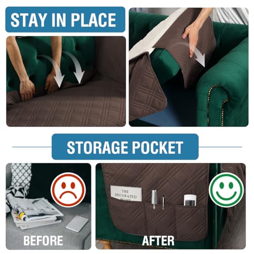 PrimeBeau 100% Waterproof Sofa & Oversize Sofa Covers Traditional Chesterfield Sofa Covers with Extra Long Armrest Cover Waterproof and Washable Thick Couch Cover for Dogs (1 Piece)