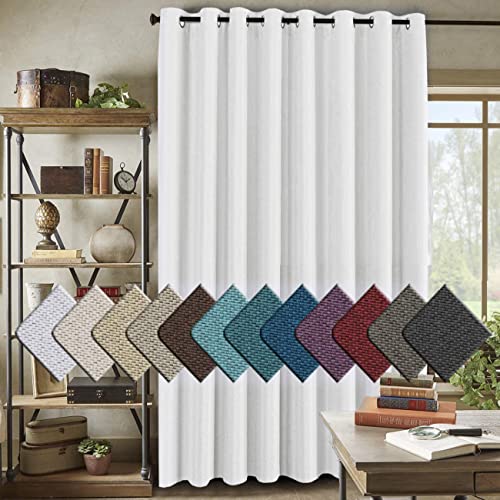 PrimeBeau Faux Linen Room Darkening/Room Dividing Curtain Draper Extra Wide & Long
