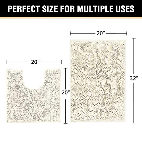 PrimeBeau Bath Mats Non Slip, Soft Shaggy Microfiber, Absorbent, Machine-Washable Rugs(2Pieces)