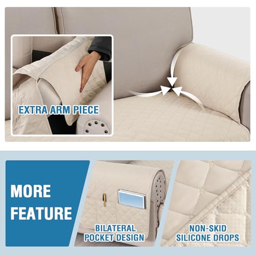 PrimeBeau 2 Piece L Shaped Couch Covers for Sectional Sofa Couch Cover with Chaise Lounge 100% Waterproof Furniture Covers for Pets