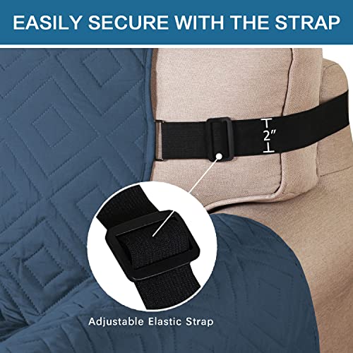 PrimeBeau Reversible Armchair Protector Slipcover Water Resistant Anti-Slip Couch Cover with Elastic Straps, Pets Protection, Stylish Decor, Easy Care