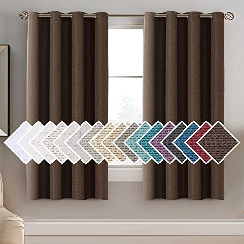 PrimeBeau Faux Linen Room Darkening Blackout Curtain Sold by 1 Panel, Short