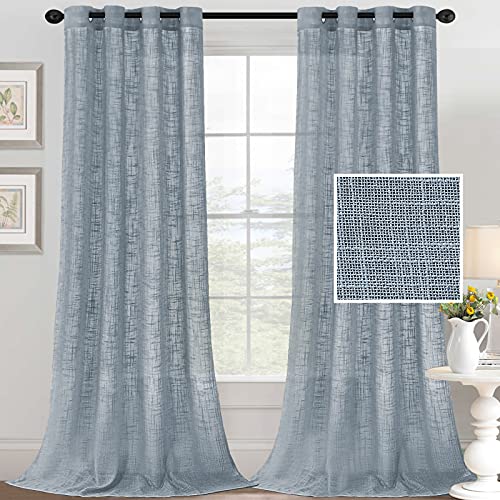 PrimeBeau Natural Linen Blended Grommet Curtains 2 Panel Sets
