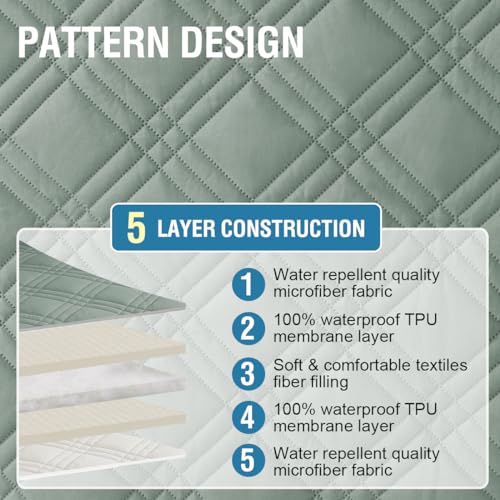 PrimeBeau 100% Waterproof Sofa & Oversize Sofa Covers Traditional Chesterfield Sofa Covers with Extra Long Armrest Cover Waterproof and Washable Thick Couch Cover for Dogs (1 Piece)