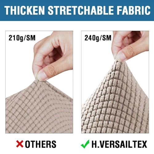 H.VERSAILTEX 4 Piece Stretch Sofa Covers for 3 Cushion Couch Covers Furniture Slipcovers (1 Base Cover Plus 3 Seat Cushion Covers) Thicker Jacquard Fabric Cover (XL Sofa, Khaki Sand)