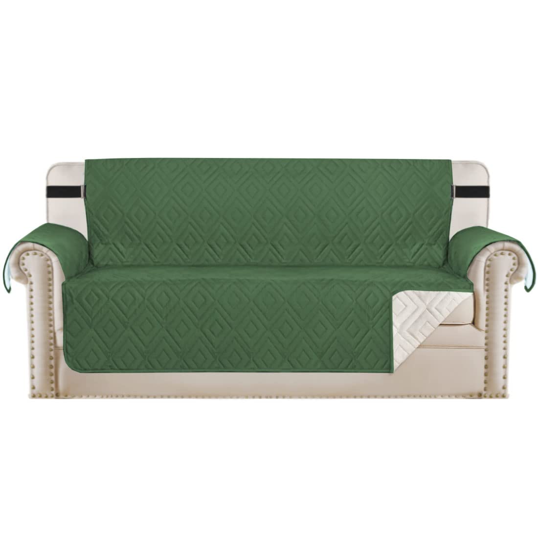 PrimeBeau Reversible Sofa & Oversize Sofa Cover Furniture Protector Anti-Slip Water Resistant 2 Inch Wide Elastic Straps Couch Covers