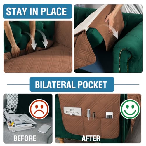 PrimeBeau 100% Waterproof Sofa & Oversize Sofa Covers Traditional Chesterfield Sofa Covers with Extra Long Armrest Cover Waterproof and Washable Thick Couch Cover for Dogs (1 Piece)