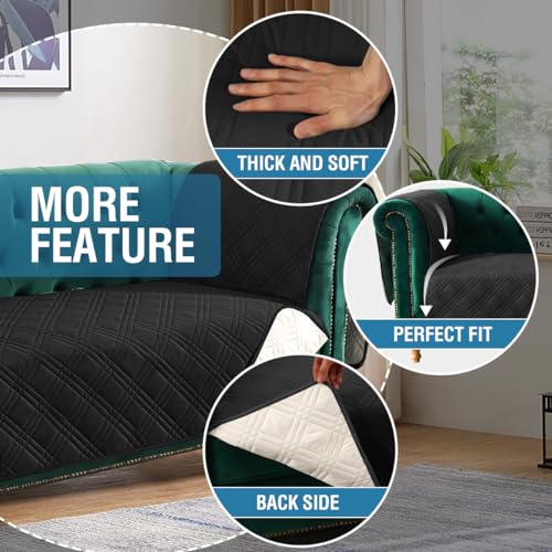 PrimeBeau 100% Waterproof Sofa & Oversize Sofa Covers Traditional Chesterfield Sofa Covers with Extra Long Armrest Cover Waterproof and Washable Thick Couch Cover for Dogs (1 Piece)