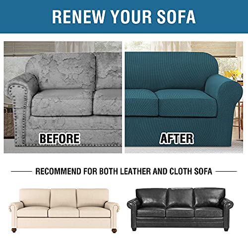 PrimeBeau 4 Pieces Premium Jacquard Sofa Slipcover Set, Sofa and Oversize Sofa