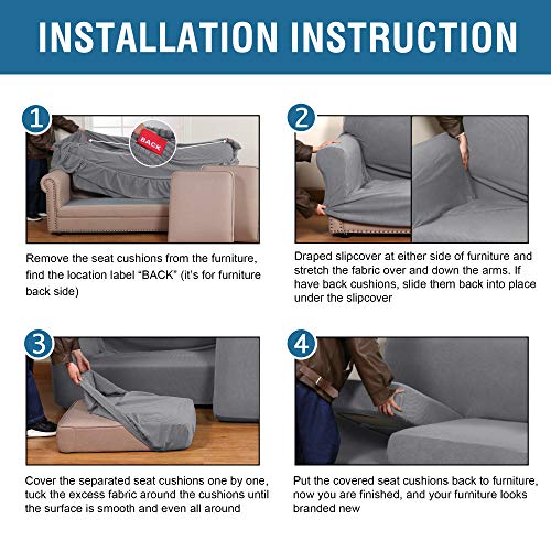 PrimeBeau 4 Pieces Premium Jacquard Sofa Slipcover Set, Sofa and Oversize Sofa