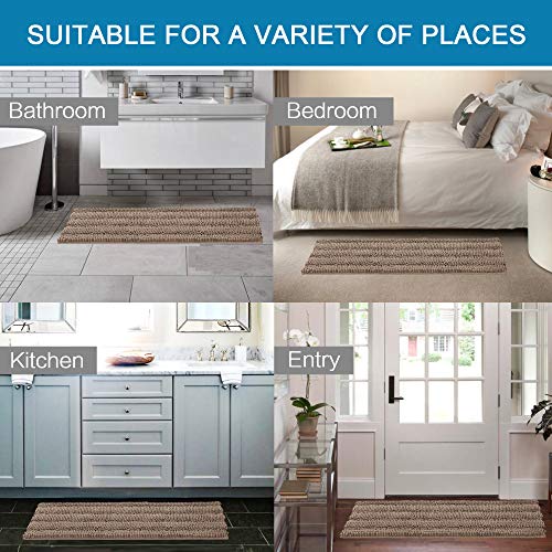 PrimeBeau Luxury Chenille Striped Bath Mats Set | Ultra Thick & Absorbent Non Slip Rugs 59“ x 20"