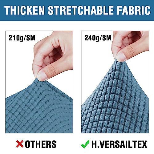 H.VERSAILTEX 4 Piece Stretch Sofa Covers for 3 Cushion Couch Covers for Living Room Furniture Slipcovers (Base Cover Plus 3 Seat Cushion Covers) Upgraded Thicker Jacquard Fabric (XL Sofa, Dusty Blue)