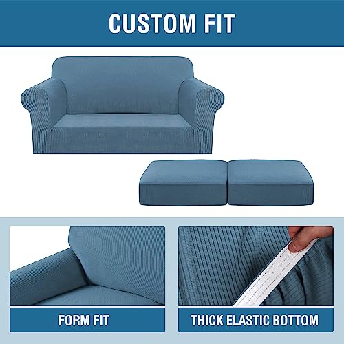 PrimeBeau Thicker Jacquard Fabric 3 Pieces Loveseat & Oversize Loveseat Covers for 2 Cushion Sofa Couch Slipcovers (Base Cover Plus 2 Seat Cushion Covers)